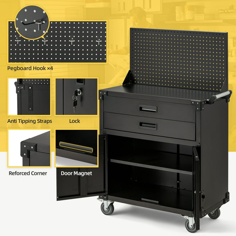AECOJOY Metal Steel Mobile Tool Cart with Storage Drawer AECOJOY Metal Steel Mobile Tool Cart with Storage Drawer