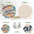 thumbnail image 4 of Yayeee 6 PCS Drink Coasters with Holder Set Woven Absorbent Round Tabletop Hot Pad, Yellow Sardines Pattern, 4 of 7