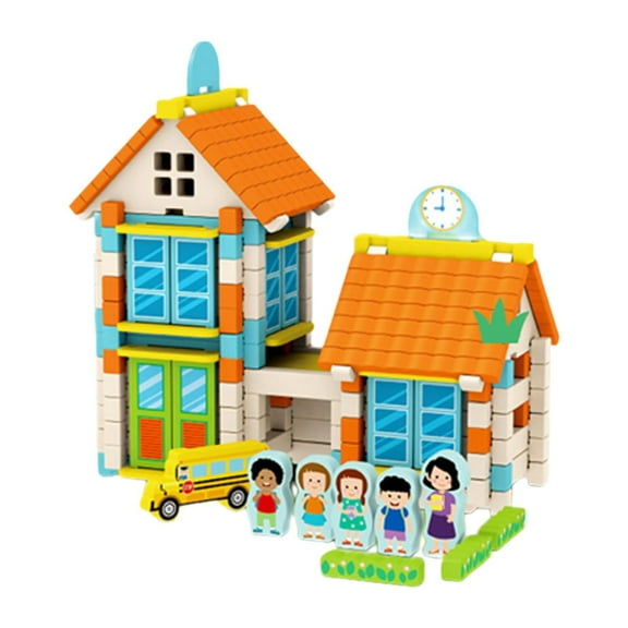 yotijay DIY Building Blocks House Wooden Toys Construction Building Kit for Children School