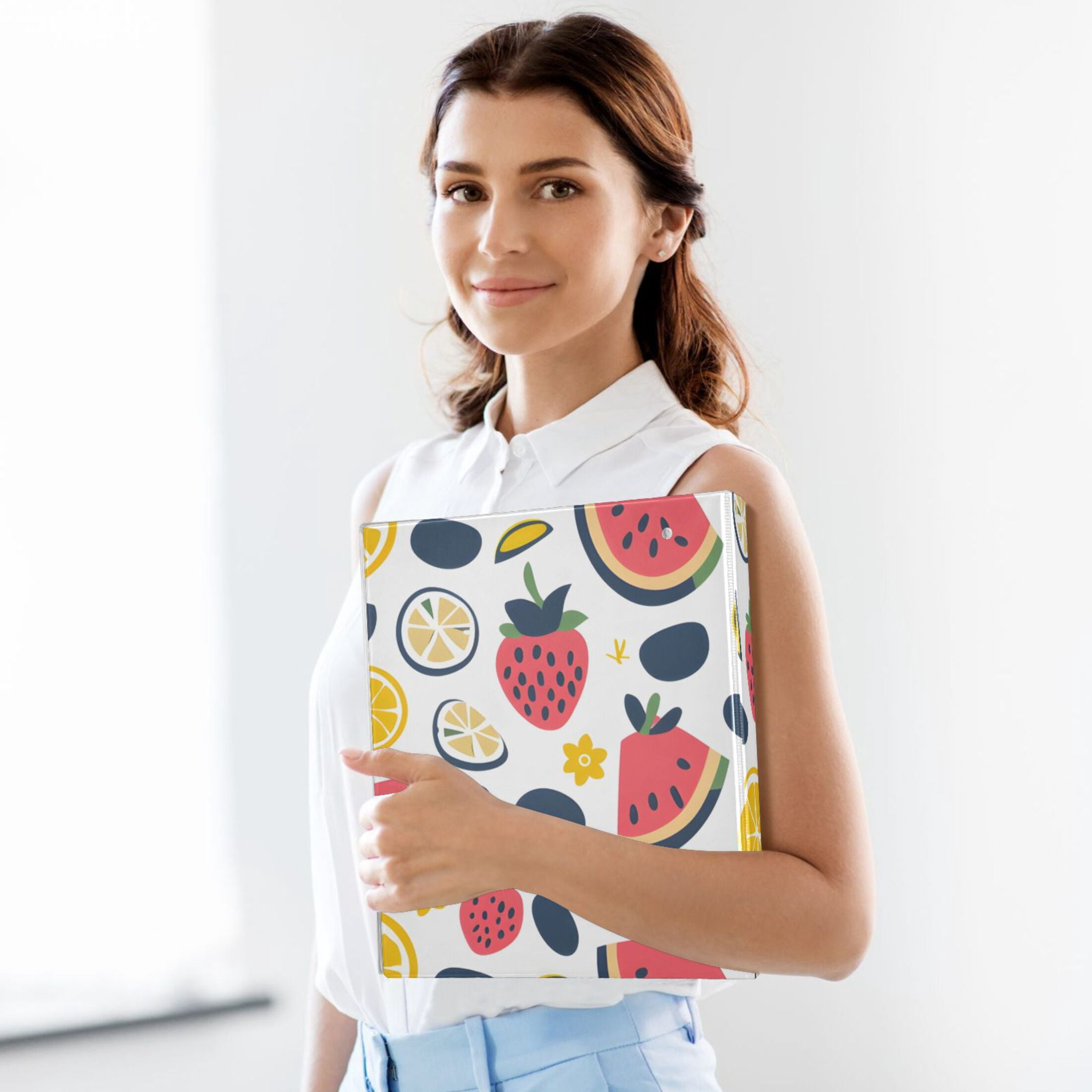 Watermelon Strawberries Lemons 3 Ring Binders 1.5 inch Hardcover File Folders with Interior Pockets A4 Size Organizer for School Office Hospital