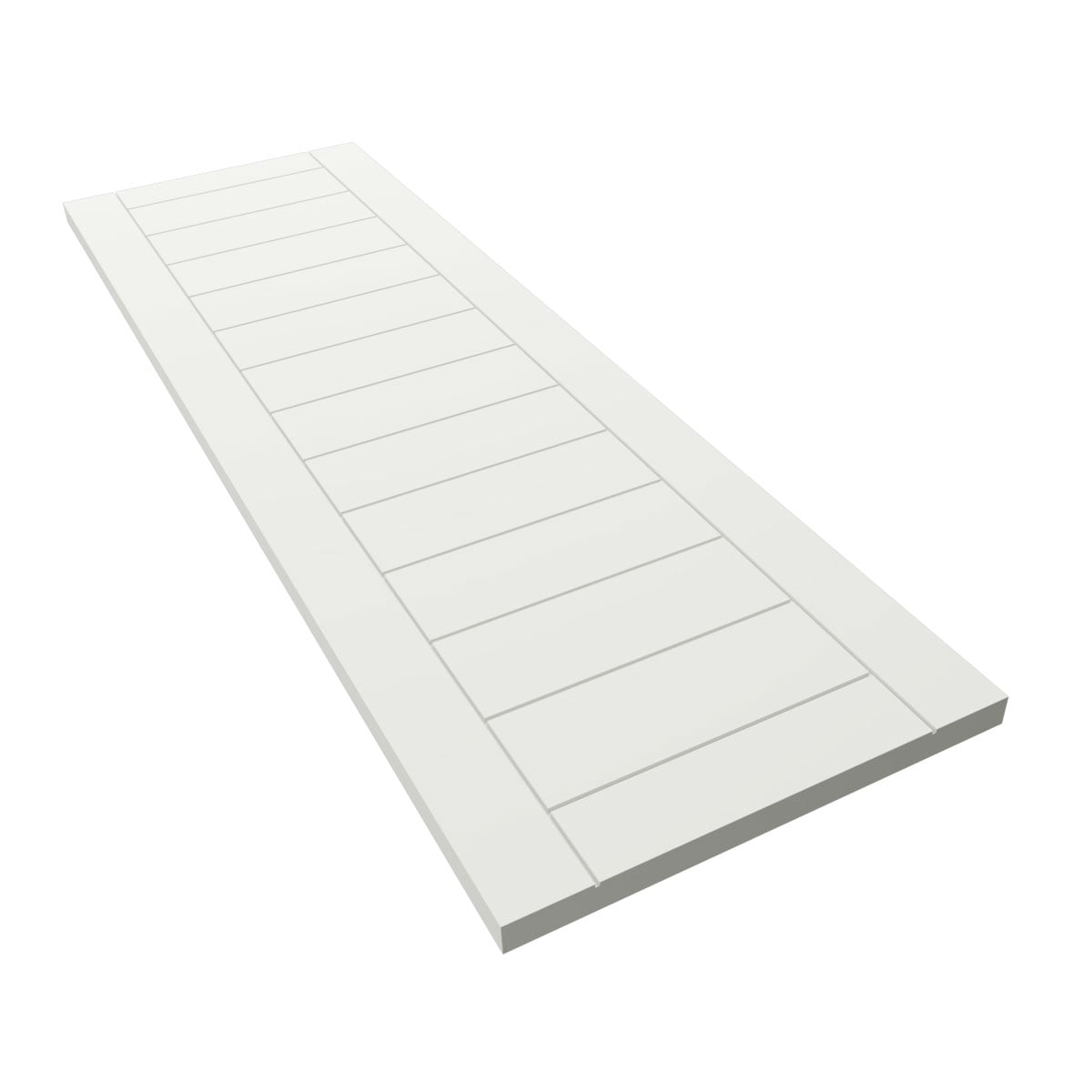 Ekena Millwork 18"W x 28"H True Fit PVC Horizontal Slat Framed Modern Style Fixed Mount Shutters, Unfinished (Per Pair - Hardware Not Included)