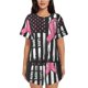 thumbnail image 1 of Fotbe Ribbon Breast Cancer Awareness Conjunto de Pijama Estampado para Mujer, 2 Piezas, Ropa de Dormir con Camiseta de Manga Corta y Shorts Suaves-Large, 1 of 6