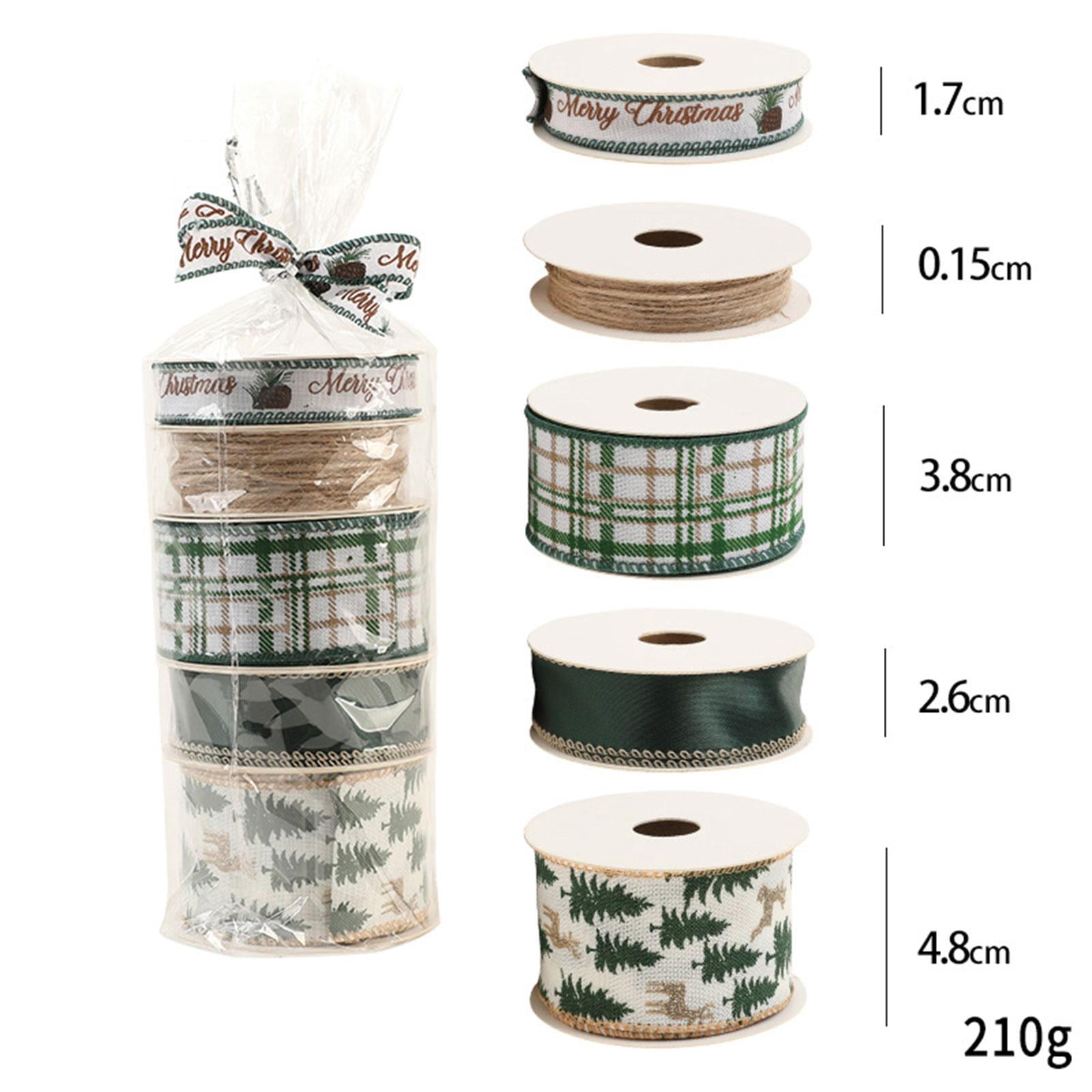 Tachiuwa Christmas Ribbons DIY Christmas Tree Ribbon for Cake Boxes Wreath Bow Making Green