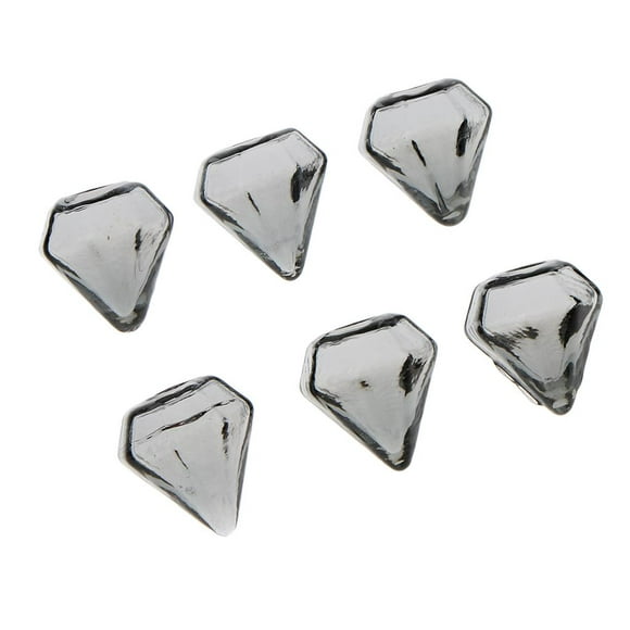 6pcs Forme de Diamant Bouteilles en Verre Clair Creative Breloques Couvercle 15mm Gris