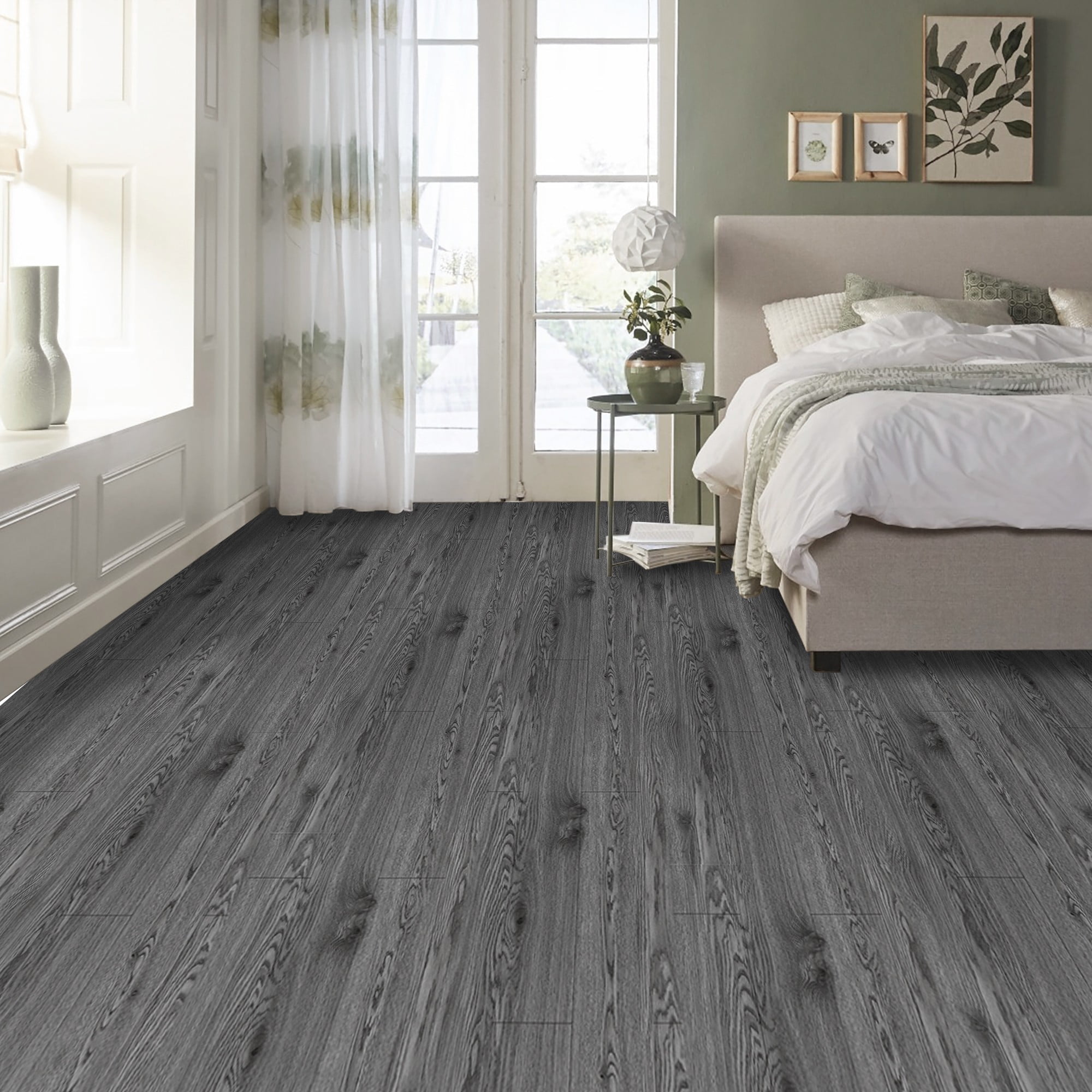 (3 pack) UMIGGEE Gray Peel and Stick Vinyl Flooring Roll 23.6-in x 196-in/31 Sq.Ft Thicken Self-Adhesive Vinyl Wood Grain Floor Wear-Resistant Easy DIY Install Home Decor
