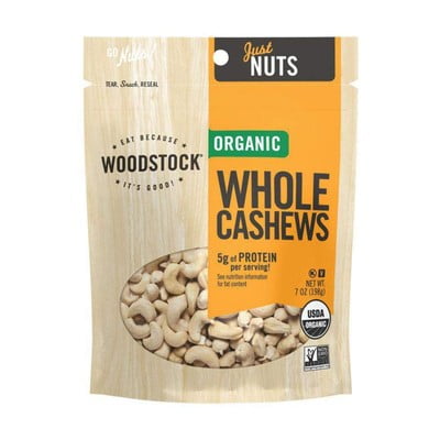 Woodstock Organic Large Whole Cashews 7 oz (Pack of 8)