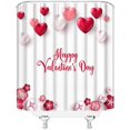 thumbnail image 3 of Happy Valentine''s Day Shower Curtain Love Pink Red Romantic Flowers Hearts Fabric Bathroom Decor Set with Hooks(36" WX70 H), 3 of 3