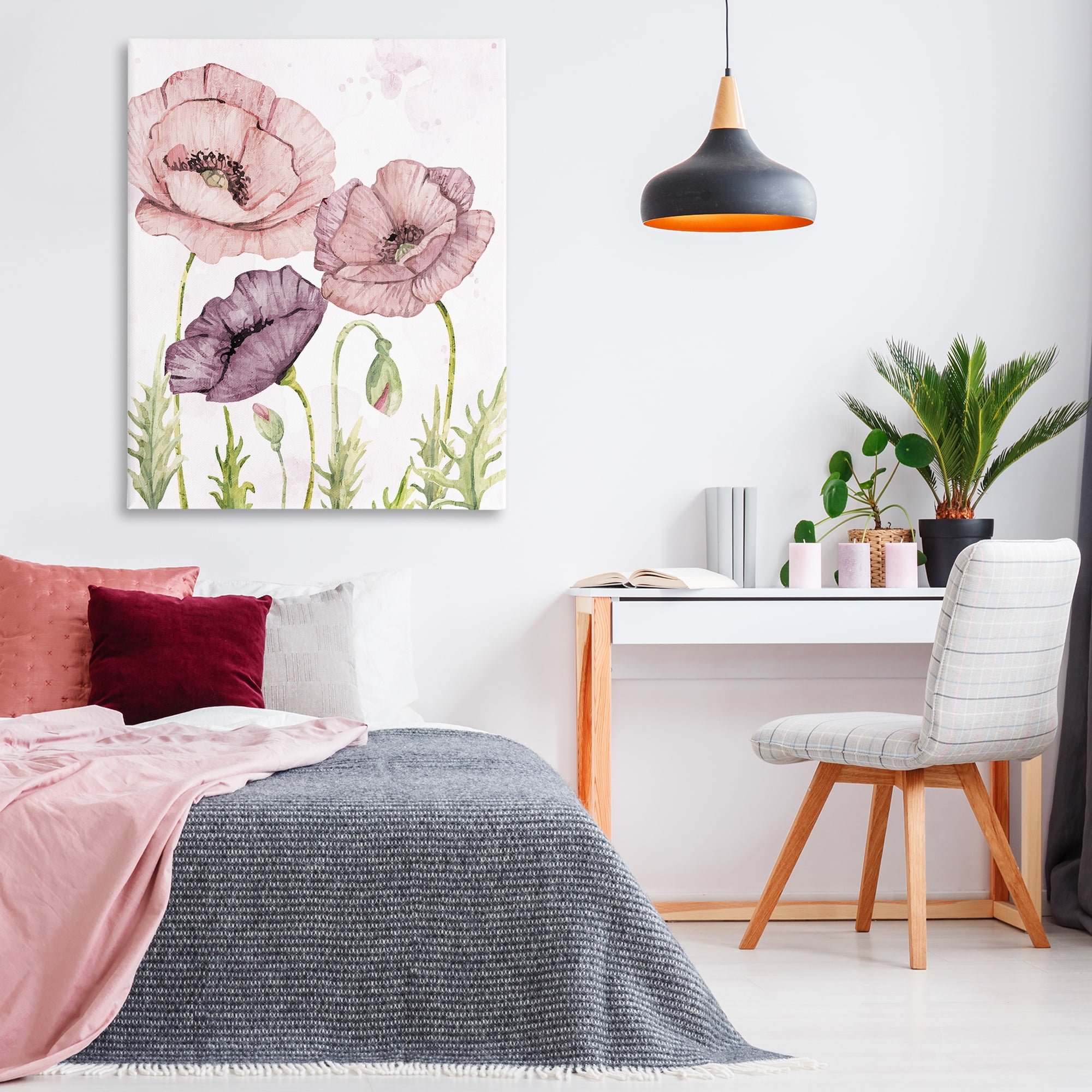Stupell Industries Soft Pastel Poppy Garden Plants & Flowers Painting Wrapped Canvas Art Print Wall Art, 36 x 48