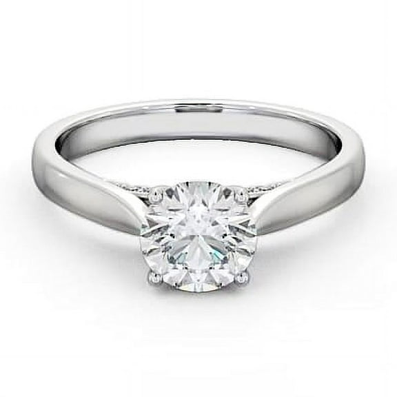 Aura Jewel 14K White Gold Plated Ring - 1.4 Ct Round Cut Lab Created Diamond Ring with Diamond Bridge - Elegant Solitaire Ring for Women - Ideal Wedding Ring - Gift for Her