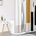 thumbnail image 4 of Boho Mid Century Shower Curtain Set with Toilet Lid Cover and Non-Slip Rugs, Modern Abstract 4 Pcs Yellow Sun Minimalist Shower Curtain for Bathroom Set with 12 Hooks, 4 of 7