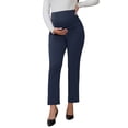 thumbnail image 1 of Pantalones de maternidad INSPIRE CHIC para mujeres, de trabajo, sobre la barriga, de cintura alta, para oficina, pantalones de embarazo con bolsillos, talla S, color azul, 1 of 6