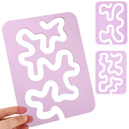 [3 Designs] Meander Quilting Template for Machine Quilting - Strong 3mm Thick Transparent Purple Acrylic - Easy to Use Free Motion Quilting Template for Domestic & Industrial Machines