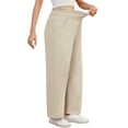 thumbnail image 4 of Asklazy Wide Leg Pants for Women Lightweiht Elastic Waisted Palazzo Trousers,US Size,Almond,M, 4 of 18