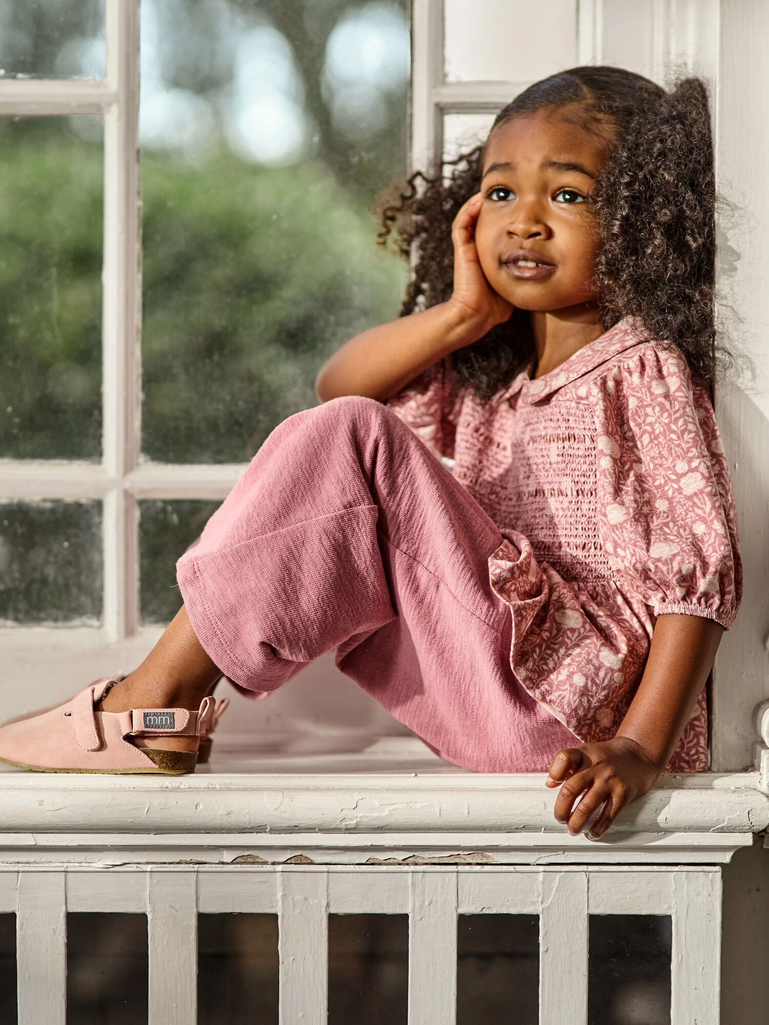 Modern Moments by Gerber Toddler Girl Top with Decorative Smocking Pant, 2-Piece, 12 Months - 5T