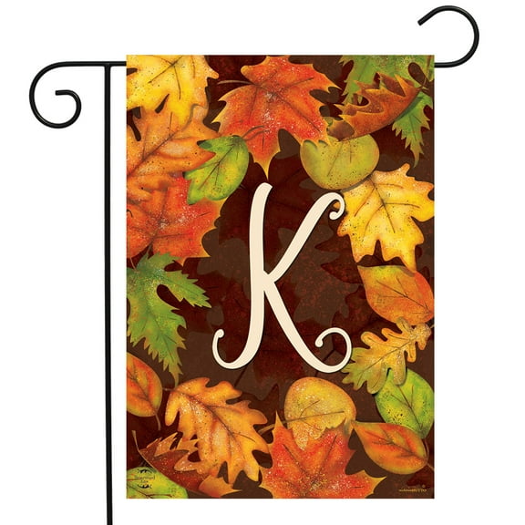 Briarwood Lane Fall Leaves Monogram Letter K Garden Flag