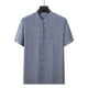 thumbnail image 1 of Blusa y camisa de manga corta con cuello alto para hombre, cómoda, lisa, de poliéster, informal, de manga corta y cuello alto., 1 of 3