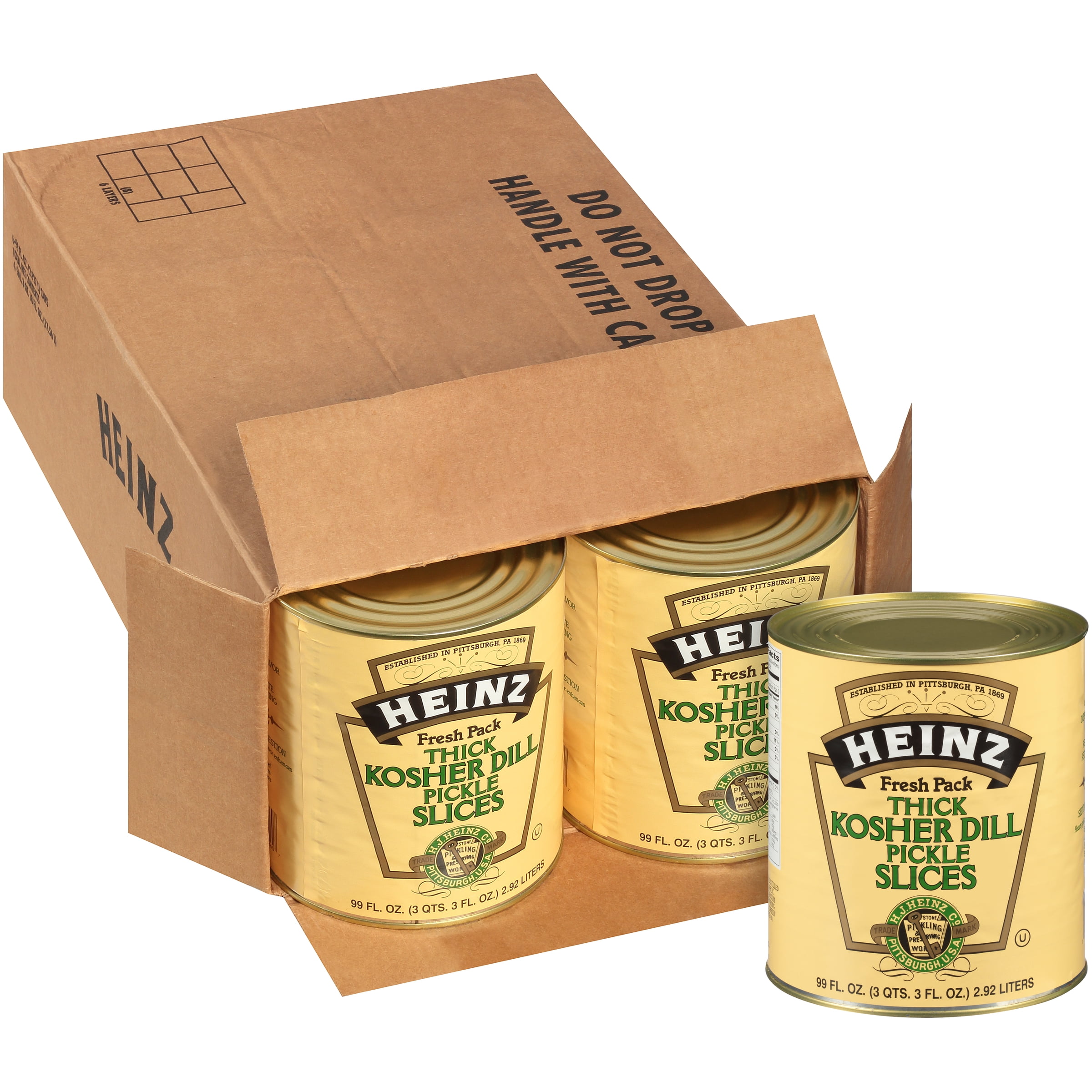 HEINZ Kosher Dill Pickle Slices 10 Can, 99 fl. oz. (Pack of 6