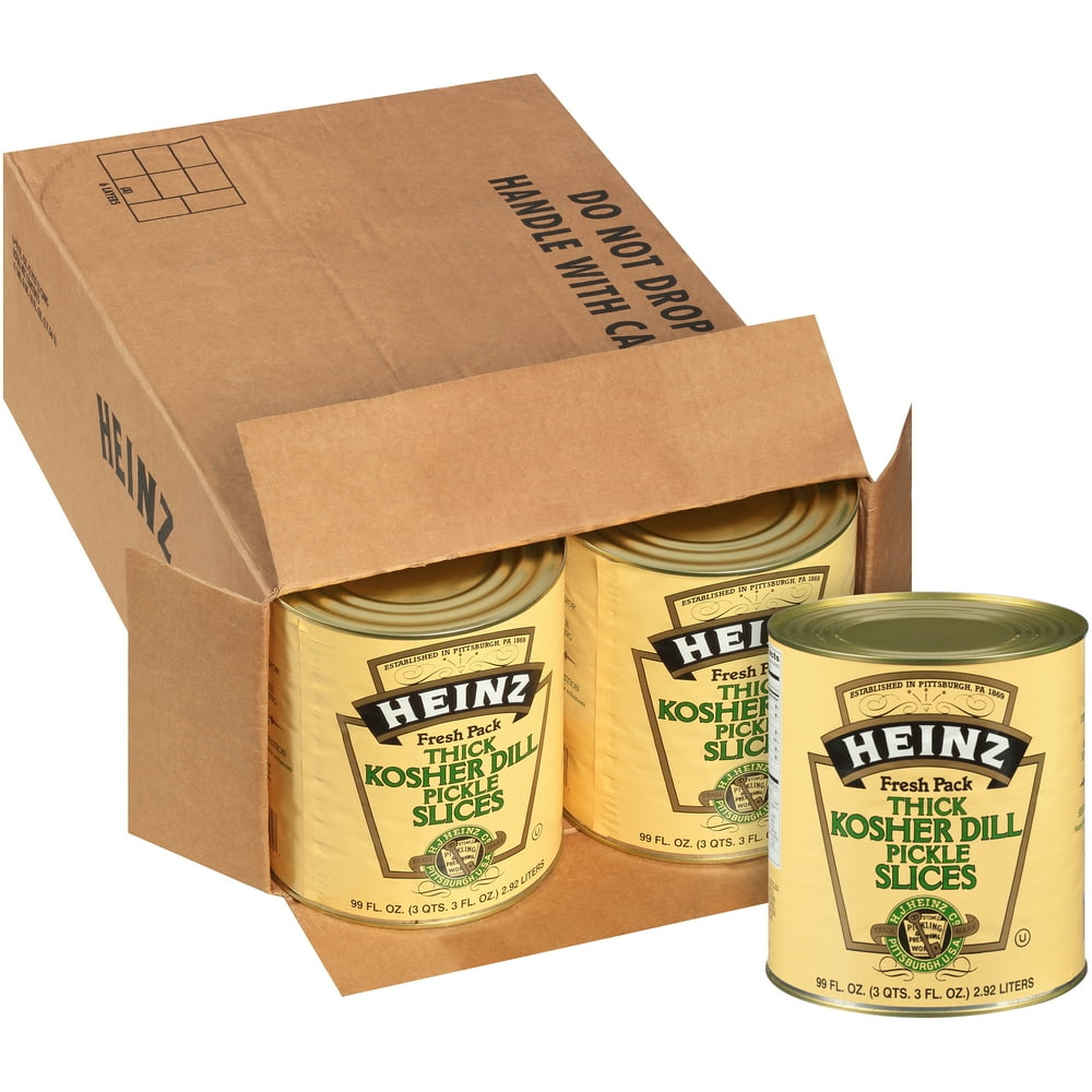 HEINZ Kosher Dill Pickle Slices 10 Can, 99 fl. oz. (Pack of 6