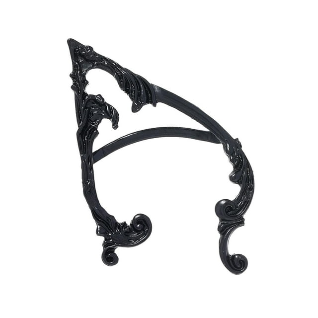 Pendientes de puño de oreja de elfo, regalos de hadas, accesorios de moda, aleación de metal, creativos, huecos. Negro Izquierda