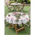 thumbnail image 3 of Outdoor Tablecloth with Umbrella Hole and Zipper, Pink Tulip Floral Round Table Cloth 54 Inch Waterproof Tablecloth, Spring Flowers Romantic Modern Art Picnic Table Cover for Patio Camping, 3 of 7