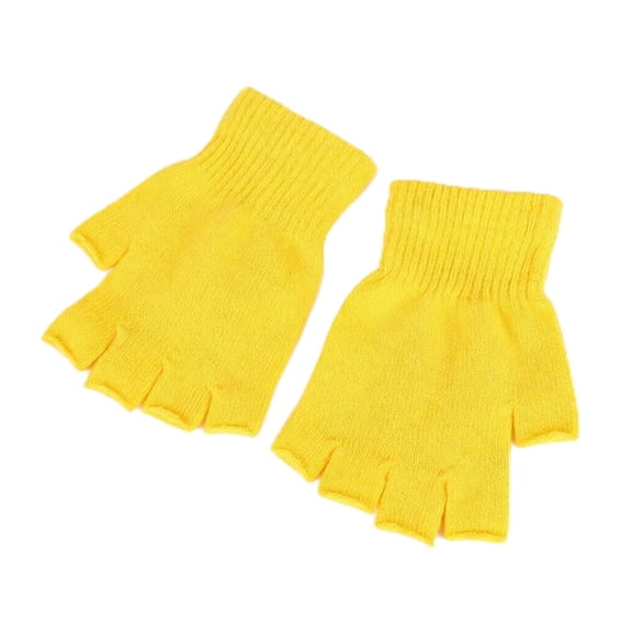 Beylake Fingerless Knit Gloves, Half Finger Winter Warm Stretch Mittens, Unisex Acrylic Spandex Solid Color Gloves for Typing Cycling Outdoor Use