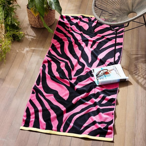 Bold Zebra Print Large Beach Towel - 100% Cotton