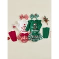 thumbnail image 3 of Loicainy Infant Baby Girl Christmas Outfit 3 6 9 12 18 Months Letters Romper with Plaid Shorts Headband Socks Clothes Set, 3 of 9