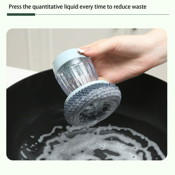 Snmubt Soap Dispensing Palm Brush Dishwashing Brush Ergonomic Grip Palm Brush Kitchen Cleaning Dishwasher Suitable for Sink Pots and Pans Cleaning (Silver, Plastic)