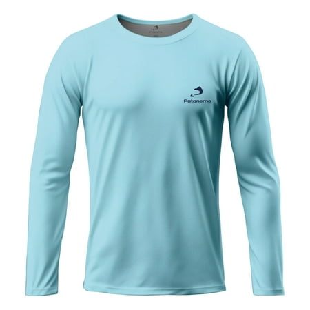 Men s Vented Long Sleeve with Sun Protecting Fishing Shirt Sky Blue (Size Large)