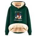 thumbnail image 3 of Lovskoo Christmas Sweatshirts for Women Fall Winter Fleece Thick Warm Plush Solid Pocket Long Sleeve Tops Hooded Sweatshirt Green, 3 of 3