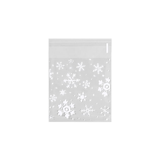 Bolsa de plástico para dulces de 100 piezas, contenedor adorable para envolver, bolsas de embalaje para galletas con patrón de copos de nieve, Organizadores de utensilios de cocina blanco 10*10cm Naiovety JR1015-01