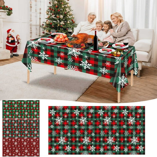 Mantel Desechable de Pvc con Estampado Navideño, Decoración para Fiestas