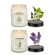 VGGFDY Orange Blssom and Lavender Candles for Home Scented, Aromatherapy Candle 2 pcs, Soy Wax Candle Set, Women Gift with Strongly Fragrance Jar Candles