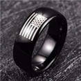 thumbnail image 3 of 8mm American Flag Rings Men's Black Wedding Band Tungsten Ring Dome Style, 3 of 6