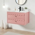 thumbnail image 2 of 30" Wall Mounted Bathroom Vanity with Ceramic Sink Top, Faucet, Decorative Wavy Edge, 2 of 10