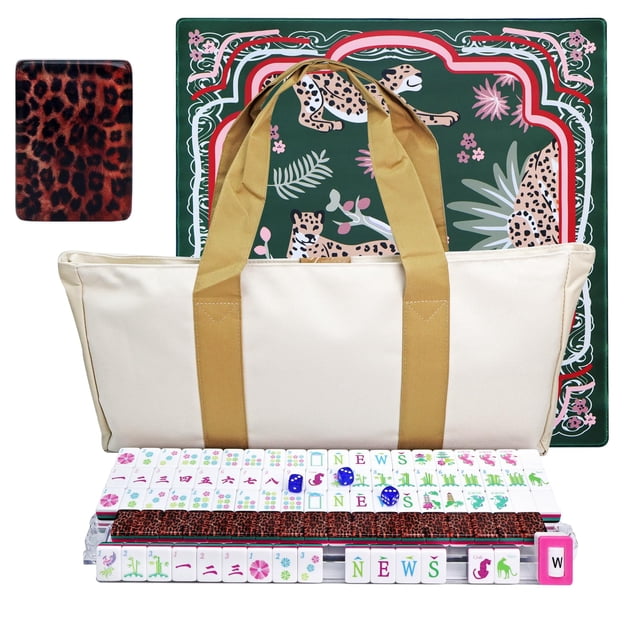 Juego de Mahjong MAJONIX de acrílico, 160 fichas, bolsa portátil
