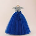 thumbnail image 5 of Ulitacool Spring Dresses For Girls Sleeveless Dress With Embroidery Flutter Sleeves Tutu Party Gown And Bow Formal Attire O Neck Sundress Classic Wear Blue 10-11 Years, 5 of 5