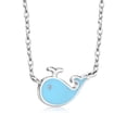 thumbnail image 2 of My Daily Styles 925 Sterling Silver Ocean Whale Shaped Pendant Necklace with Pink Enamel (Blue), 2 of 6