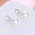 thumbnail image 2 of Pearl Earrings Freshwater Pearl White Button Stud Earrings With 925 Sterling Silver For Women[Z1475], 2 of 2