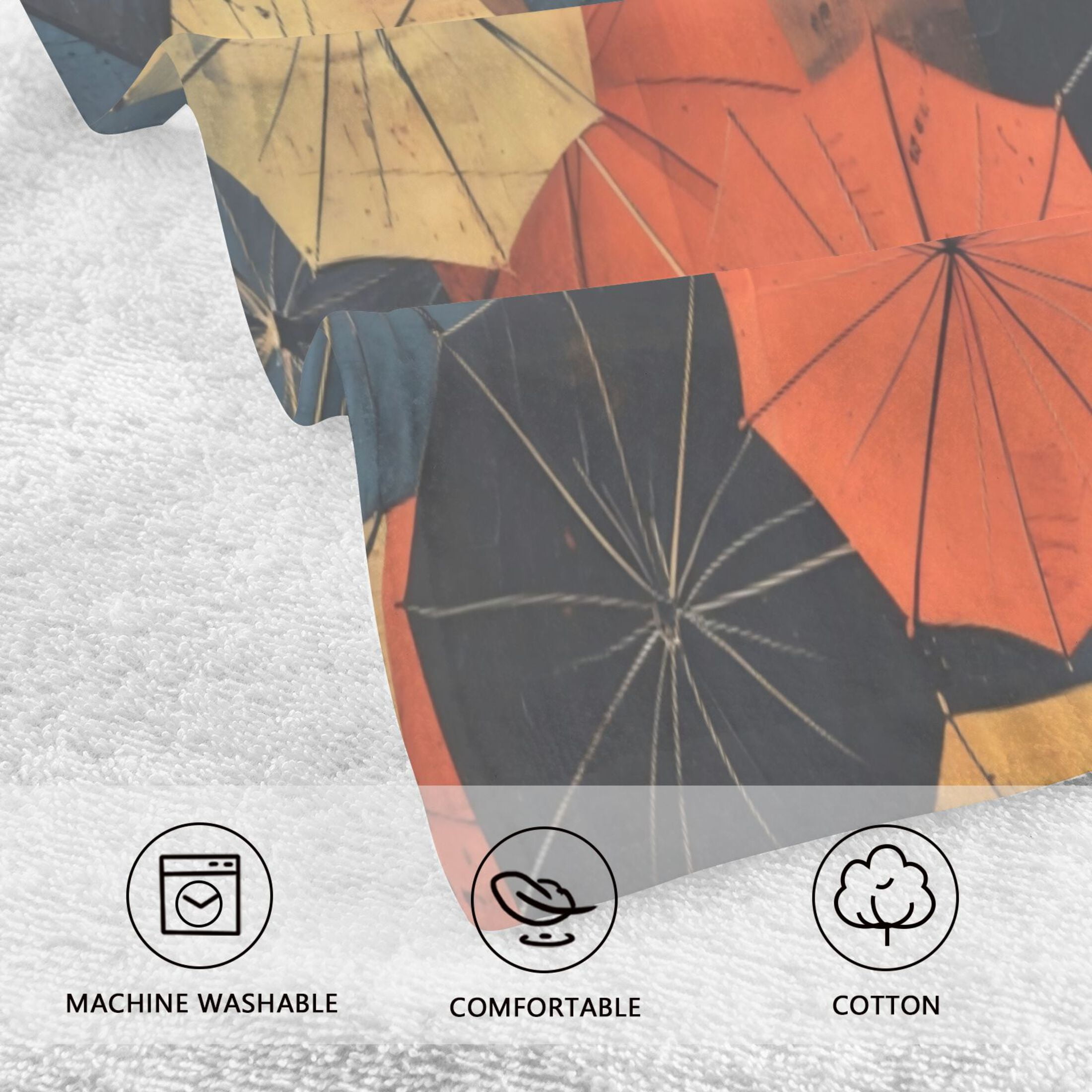 Cotton Towel Two-Piece 16x28 Inch One Sizex2 Face Towel Set Towel Set Cotton Hand Bath Towel Bathroom Beach Multicolor Umbrella