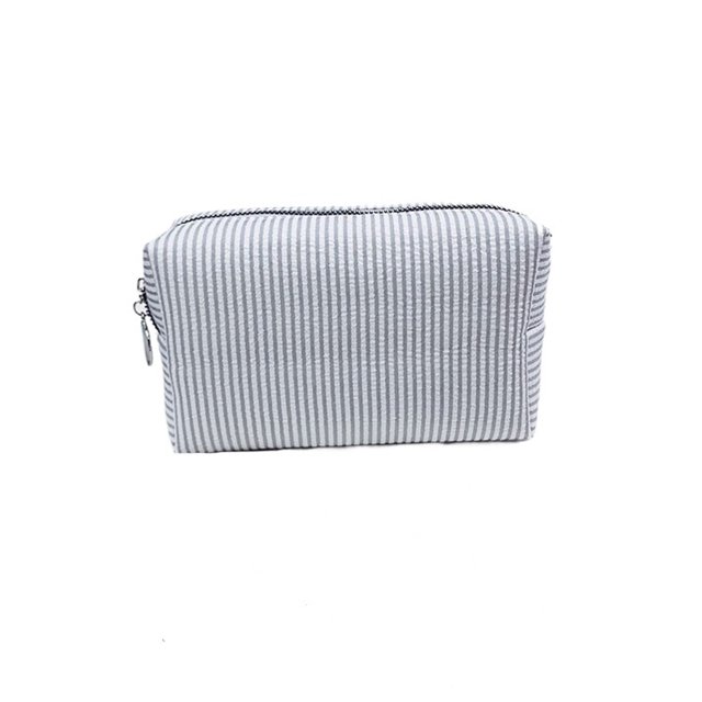 Bolsas de cosméticos for mujer, bolsa de cosméticos Seersucker, neceser de viaje, bolsa de maquillaje a rayas, organizador estético, bolsa de almacenamiento