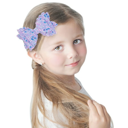 

Toddler Baby Girls Sequin Bow Hairclip Hairpin Barrettes Accessories One Size
