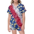 thumbnail image 3 of Ensemble de Pyjama d'Été pour Garçons et Filles Imprimé Jour de l'Indépendance Manches Courtes T-Shirt Short Vêtements pour Enfants, 3 of 7