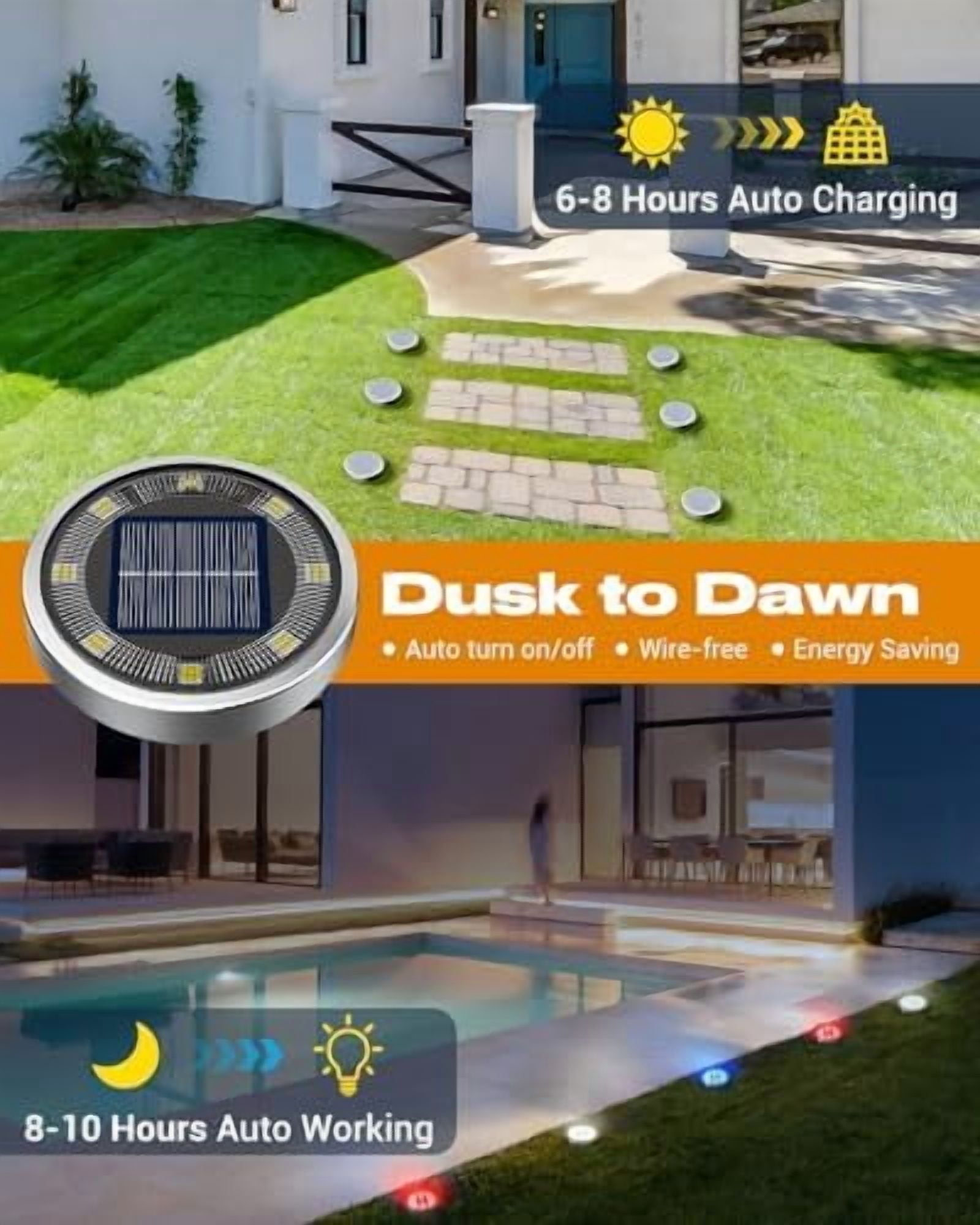 Btfarm 24 Pack Solar Lights Outdoor (Red+Blue+Cool White), Solar Lights Outdoor Waterproof, Landscape Lighting