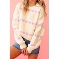 thumbnail image 3 of Women's Pink Heart Ribbed Knit Sweater for Daily Wear [ZhiHiMeRi] | S, 3 of 12