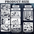 thumbnail image 2 of 9 Pcs Landscape Painting Large Stencil 8.3x11.7" 11.8x11.8" Mountains Woods Wolves Horses Houses Cars Bears Human Stencil Nature Themes Spraying Big Stencil, 2 of 9