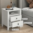 thumbnail image 5 of WIAWG Nightstand with 2 Drawers & 1 Open Shelf, Minimalist and Modern Bedside Table Sofa End Side Table,White, 5 of 8