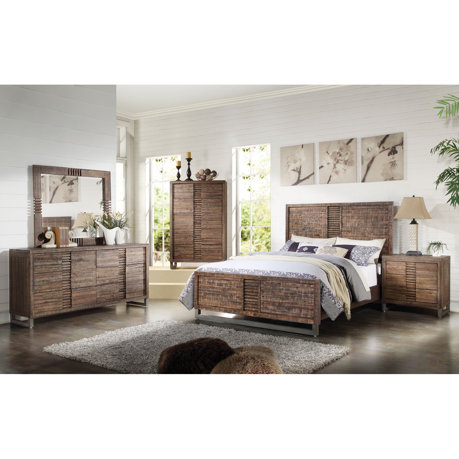 ACME Andria California King Panel Bed in Reclaimed Oak, Multiple Sizes - image 3 of 3