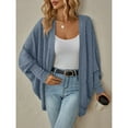 thumbnail image 4 of SWSMCLT Women's 2025 Baggy Cardigan Sweaters Autumn Date Knit Cardigan Sweater Batwing Sleeve Elegant Blue XX-Large, 4 of 5