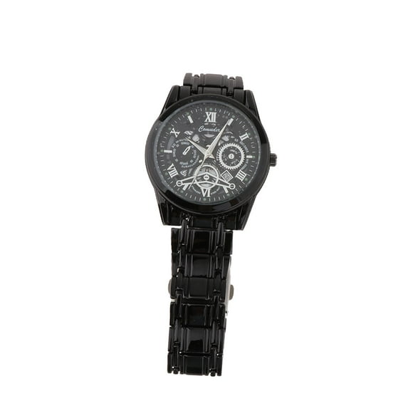 Reloj de pulsera para hombre, reloj de pulsera multifuncional, elegante, redondo, de diámetro, reloj analógico informal. negro